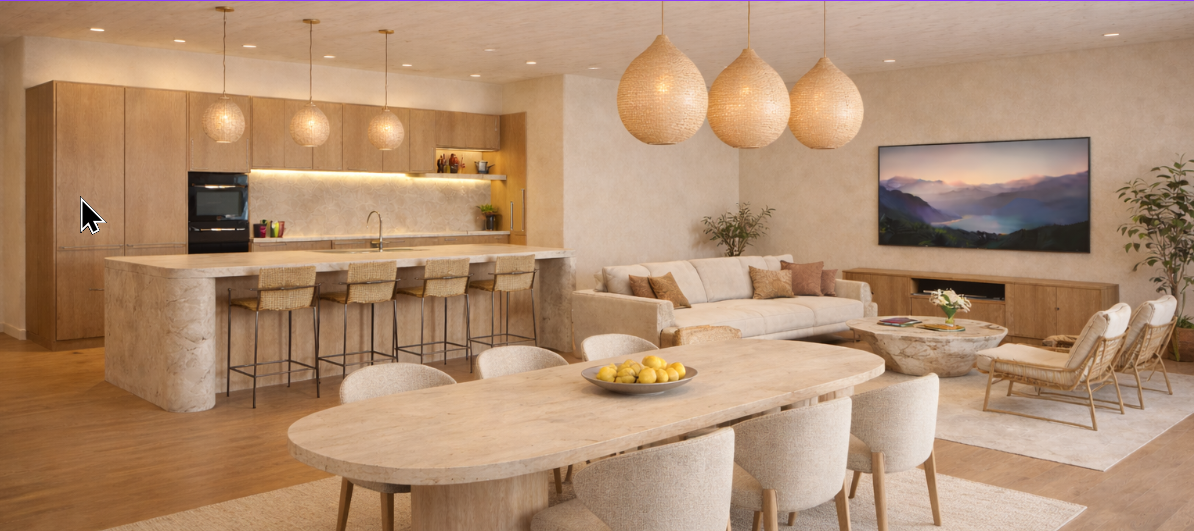 Cuisine et séjour ouverts